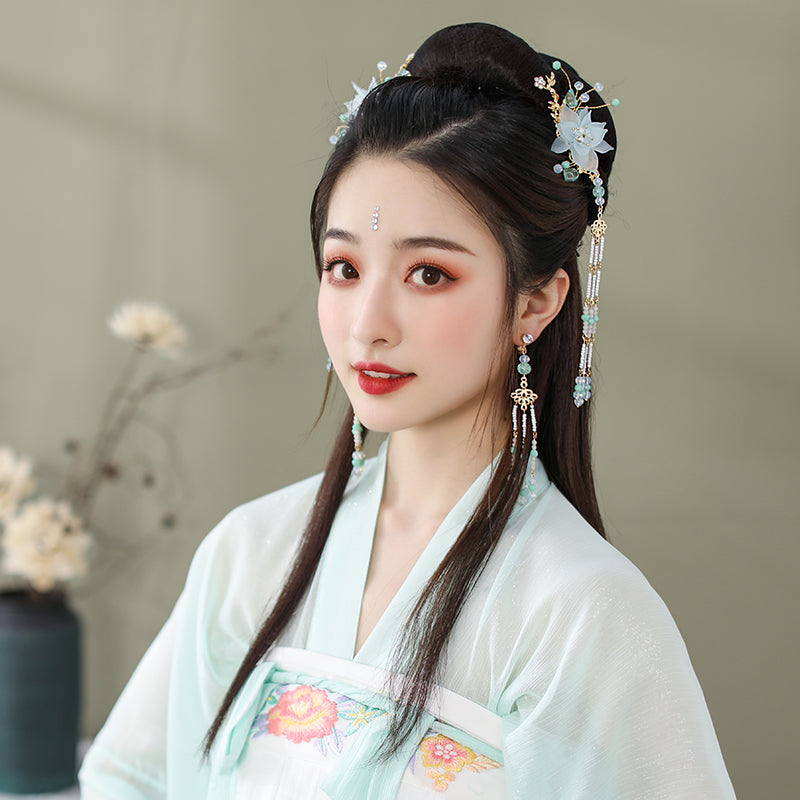 Traditionella Hanfu-tillbehör med tofsar och hårnålsset