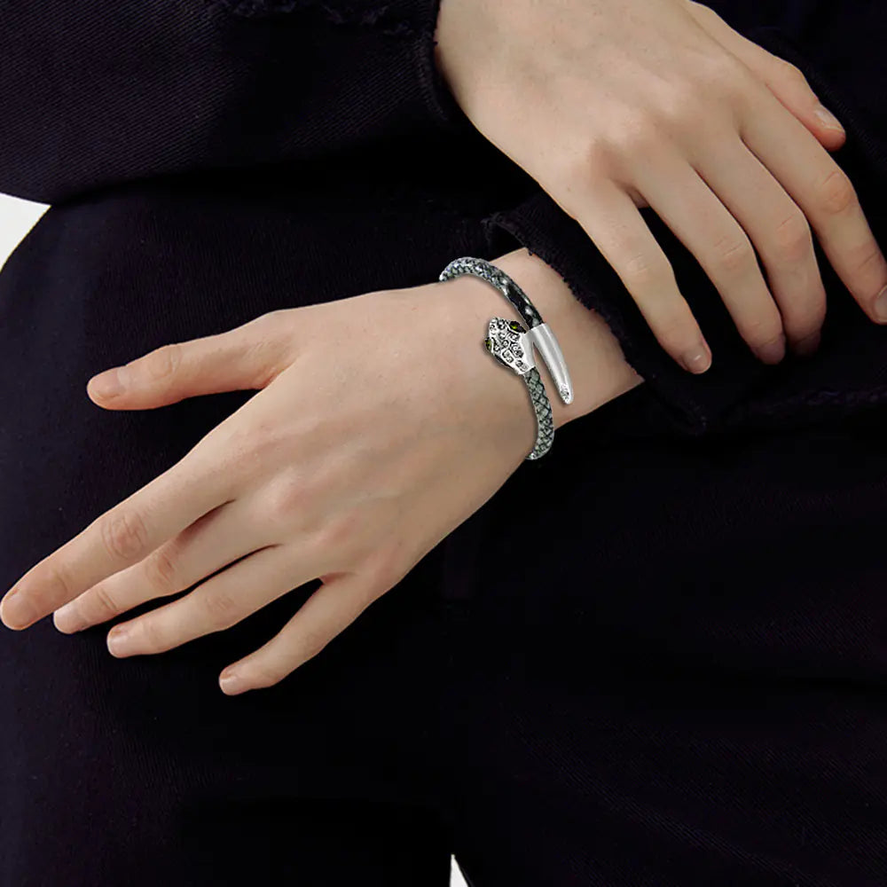 Zircon Inlaid Leopard Copper Snake Head Bracelet