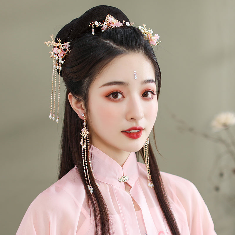 Traditionella Hanfu-tillbehör med tofsar och hårnålsset