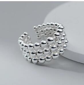 Adjustable Ring with Bead Rows (Sterling Silver 925)