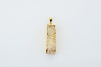 Natural Stone Pendant Rectangular Cluster Necklace