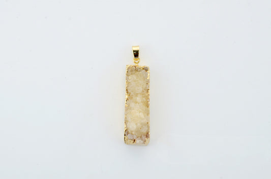 Natural Stone Pendant Rectangular Cluster Necklace