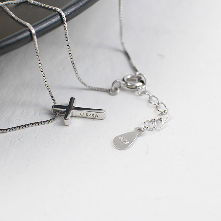S925 Silver Minimalist Cross Box Chain Necklace