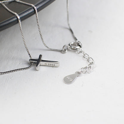 S925 Silver Minimalist Cross Box Chain Necklace