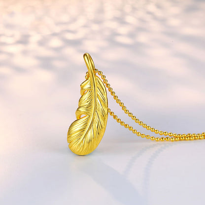 Feather Pendant Necklace, Gold-Plated Jewelry for Women