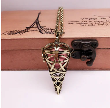 Glass Sphere Locket Necklace with Openable Pendant