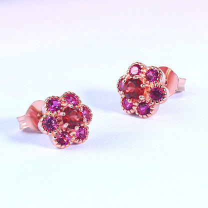 S925 Silver Korean Style Sweet Plum Blossom Earrings
