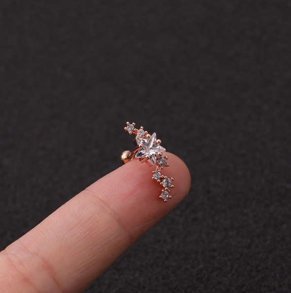 Örhängen i rostfritt stål med stjärnformad zirkon (piercade)
