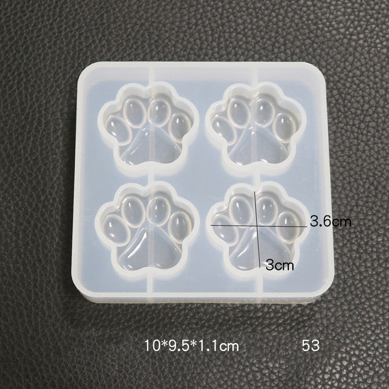 4-Cat Paw Silicone Mirror Crystal Resin Mold Pendant