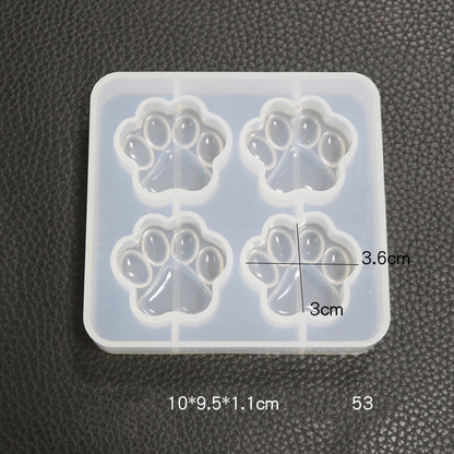 4-Cat Paw Silicone Mirror Crystal Resin Mold Pendant