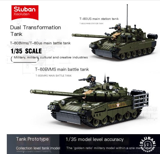 798 delar T-80BVMS stridsvagn & MI-24S helikopter byggsats