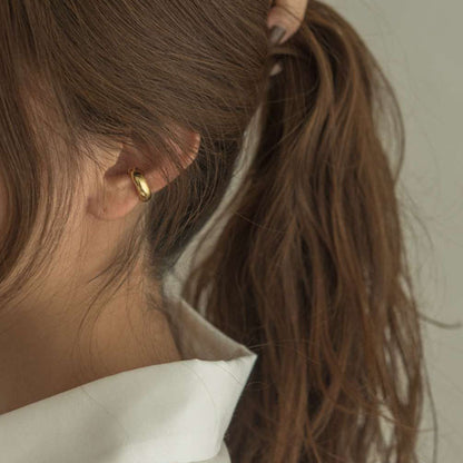 Fashionable Gold-Plated Titanium Steel Clip-On Earrings