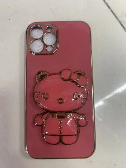 Cat Stand Makeup Mirror Case for iPhone 15/14 Pro Max