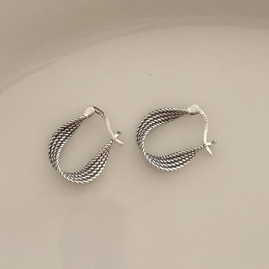 Twist Ear Clip S925 Sterling Silver Retro Earring