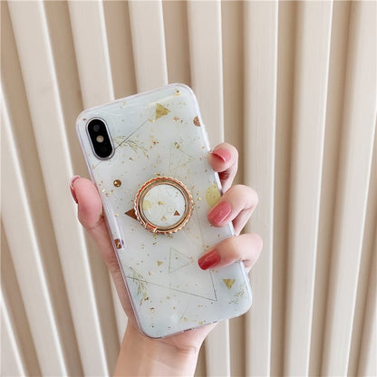 Geometric Gold Foil Triangle Phone Case Ring