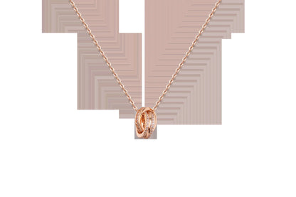 Chomel S925 Silver Dubbelring Halsband för Kvinnor