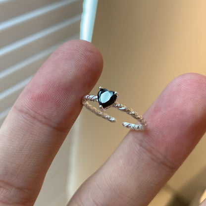 S925 Sterling Silver Svart Zirkonia Kärleksring med Twist