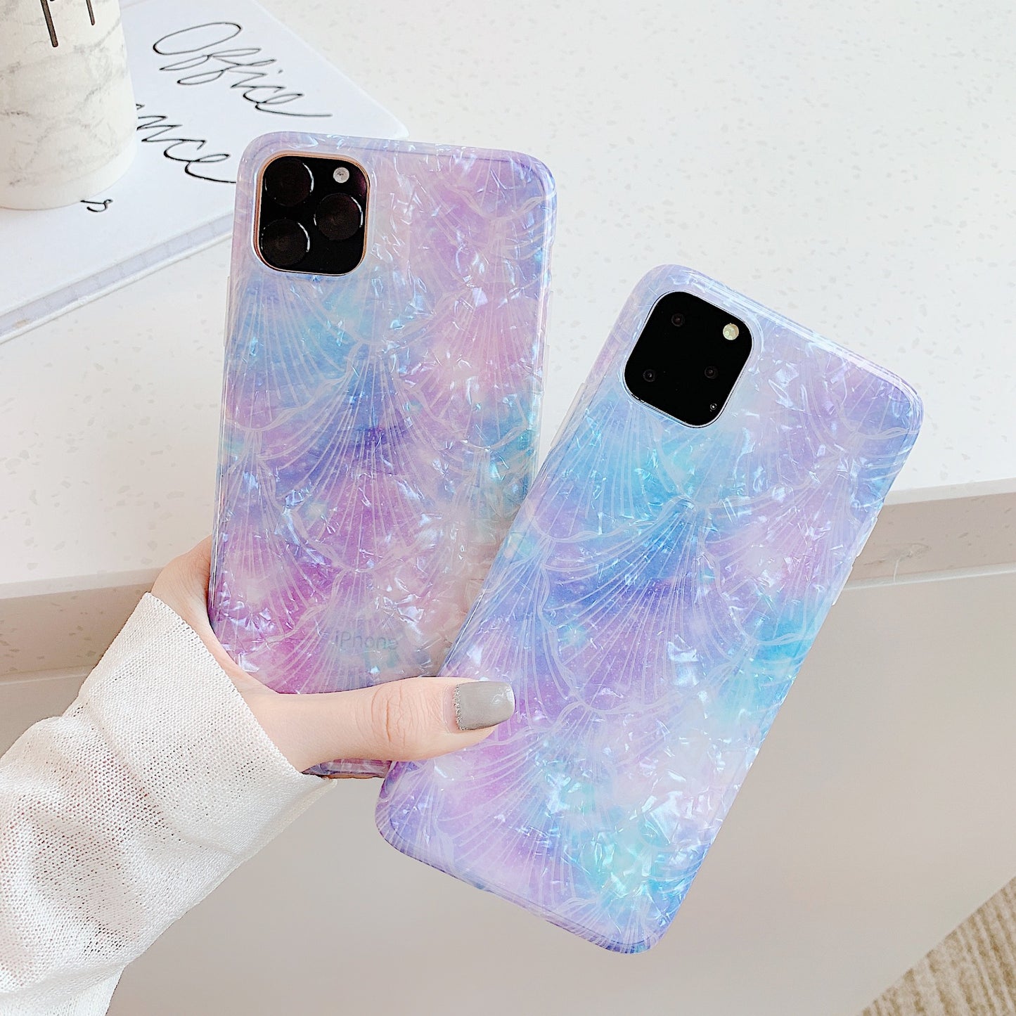 Purple Shiny Shell Case for iPhone Xs/6s/7/8/11 Pro