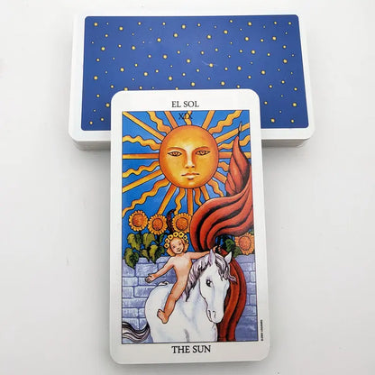 Tvåspråkiga Knight Tarotkort på engelska och spanska