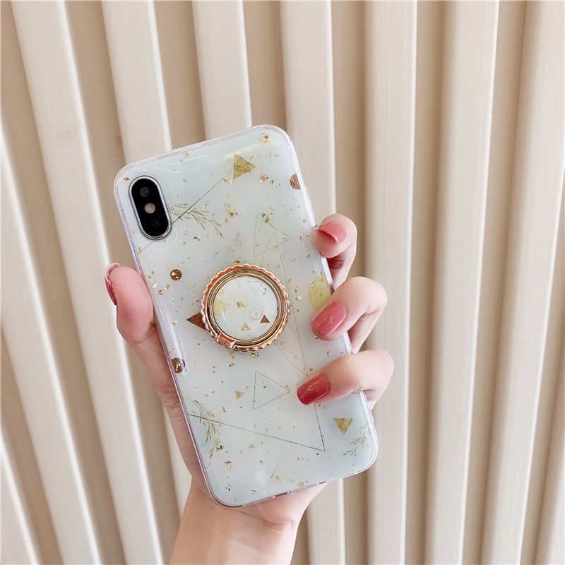 Geometric Gold Foil Triangle Phone Case Ring