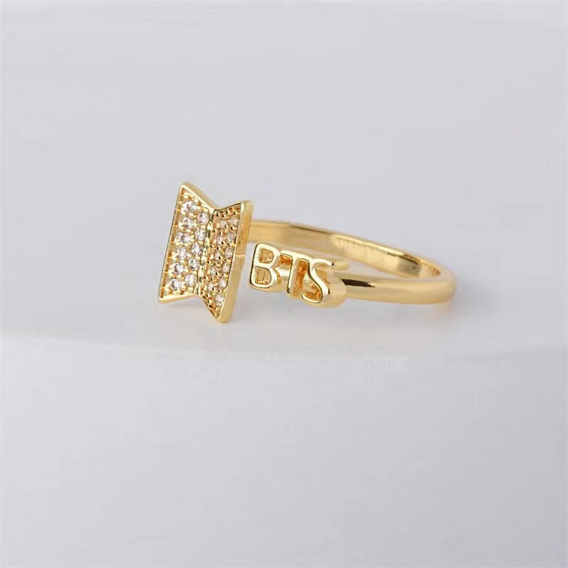 BTS Elegant Adjustable Diamond Ring in Gold/Silver