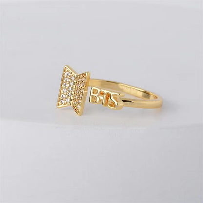 BTS Elegant Adjustable Diamond Ring in Gold/Silver