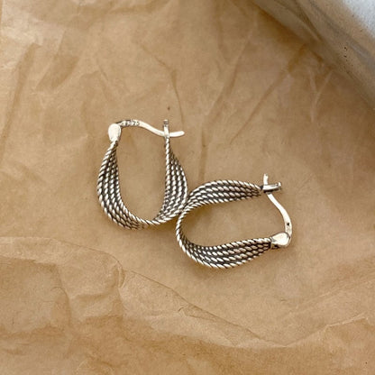 Twist Ear Clip S925 Sterling Silver Retro Earring