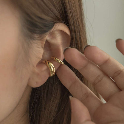 Fashionable Gold-Plated Titanium Steel Clip-On Earrings