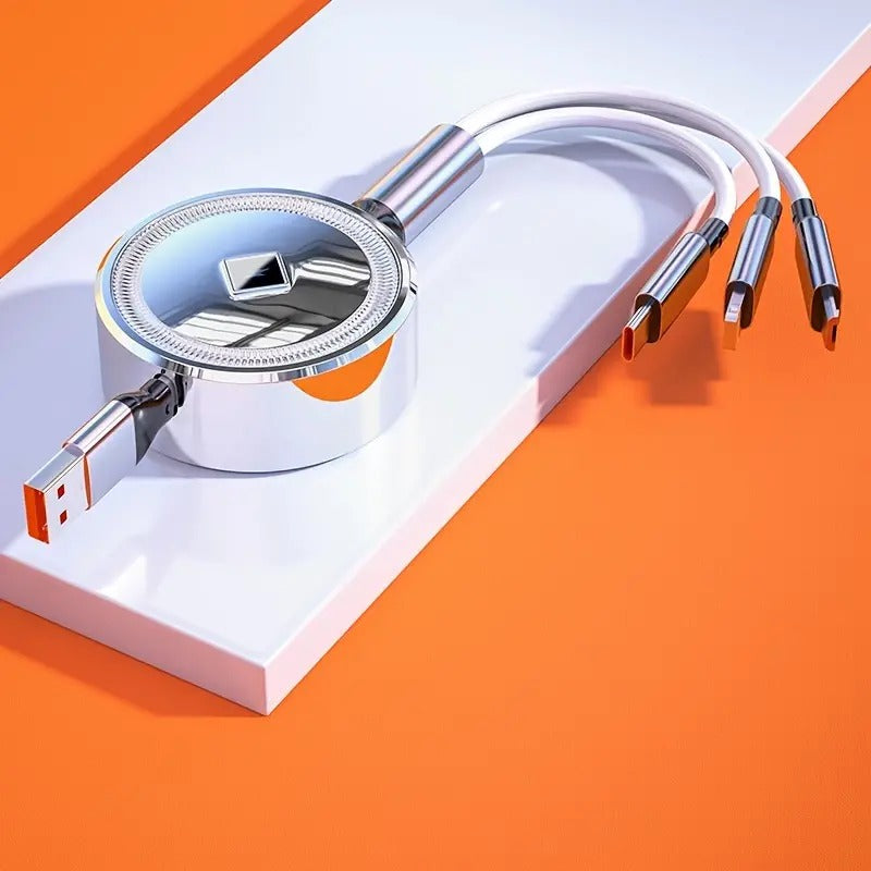 3-in-1 Retractable USB Data Charging Cable