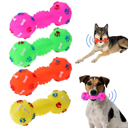 Interactive TPR Dumbbell Dog Chew Toy for Teeth Cleaning