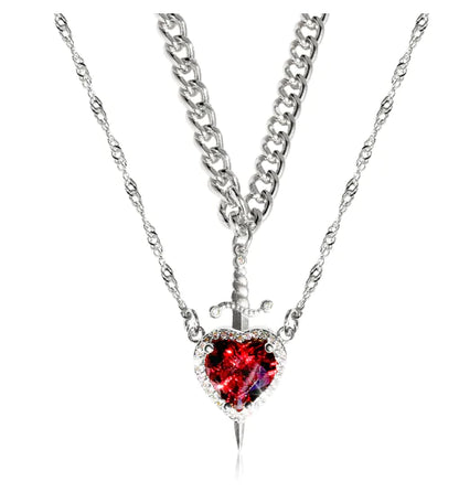Sorella™ Heart & Sword Layered Necklace (One Set)