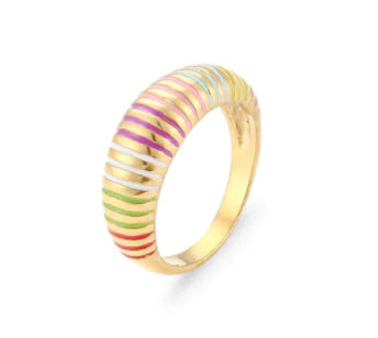 Gold Pinstripe Ring for Women's Fashion