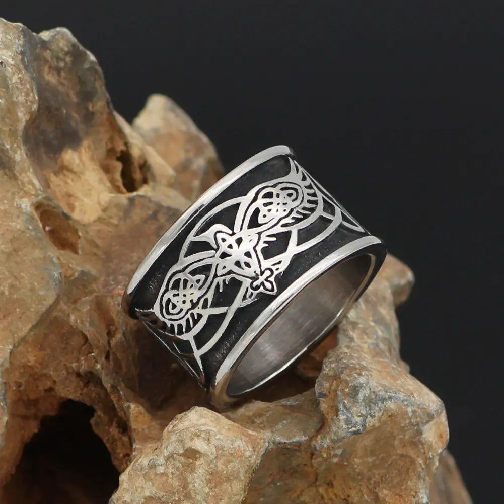 Titanium Steel Rune Thumb Ring for Men