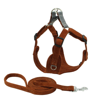 Suede Dog Vest Harness with Leash for Pets