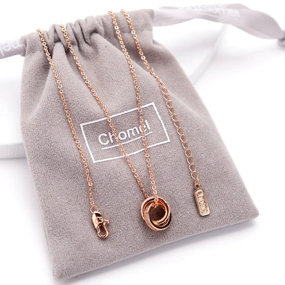 Chomel S925 Silver Dubbelring Halsband för Kvinnor