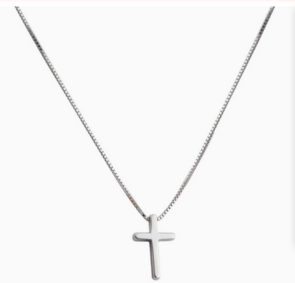 S925 Silver Minimalist Cross Box Chain Necklace