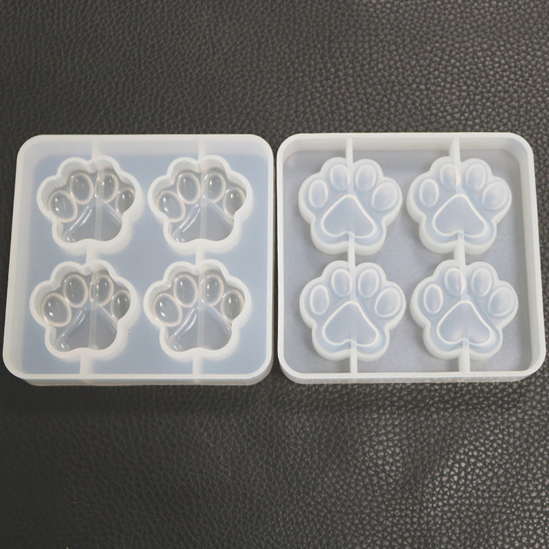 4-Cat Paw Silicone Mirror Crystal Resin Mold Pendant