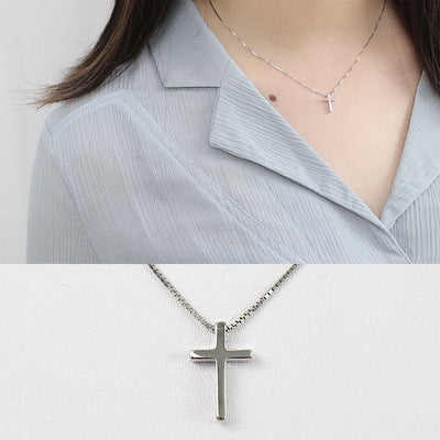 S925 Silver Minimalist Cross Box Chain Necklace