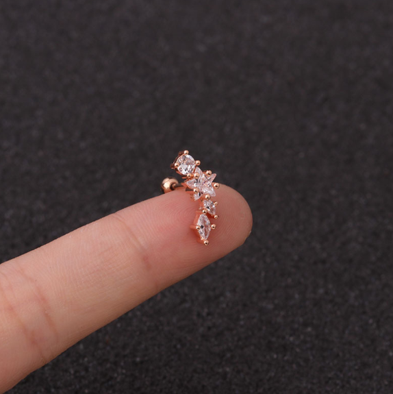 Örhängen i rostfritt stål med stjärnformad zirkon (piercade)