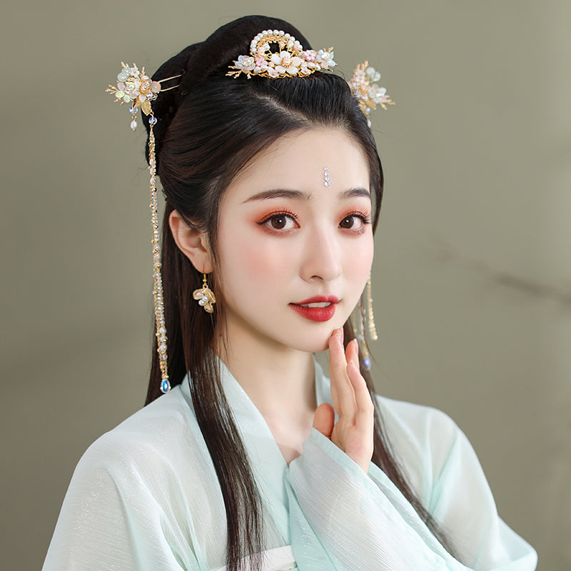 Traditionella Hanfu-tillbehör med tofsar och hårnålsset
