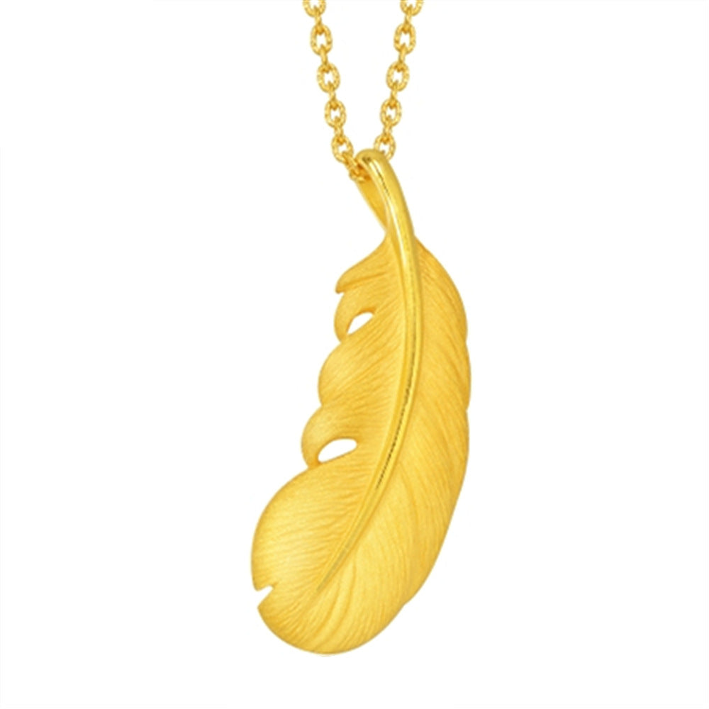 Feather Pendant Necklace, Gold-Plated Jewelry for Women