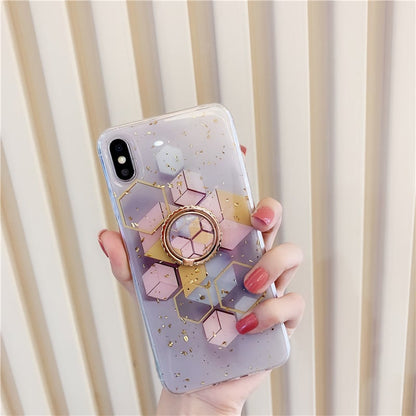 Geometric Gold Foil Triangle Phone Case Ring