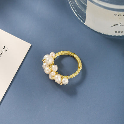 Barockring med sötvattenspärlor - Elegant design med flera pärlor