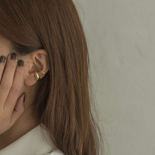 Fashionable Gold-Plated Titanium Steel Clip-On Earrings