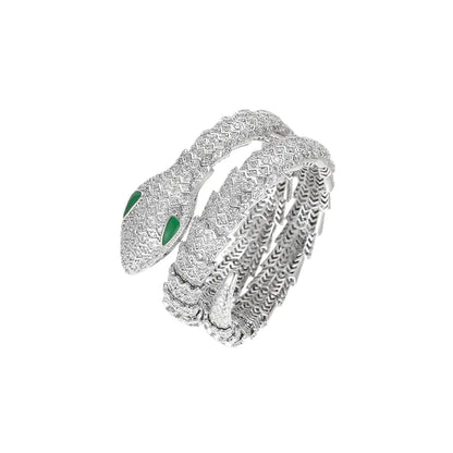 Vintage Green Eyed Snake Bracelet with Diamond Zircon