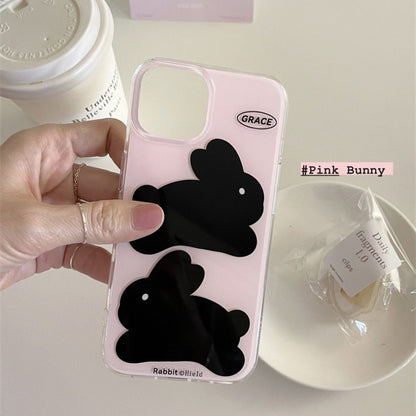 Cute Pink Bow Rabbit Phone Case for iPhone 11-15 Pro Max