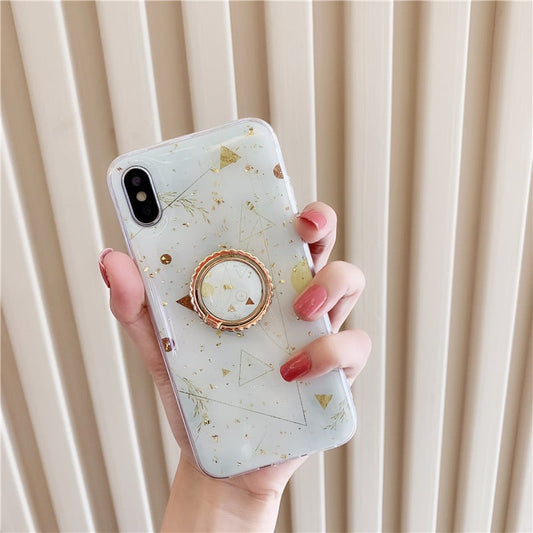 Geometric Gold Foil Triangle Phone Case Ring