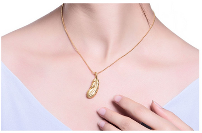 Feather Pendant Necklace, Gold-Plated Jewelry for Women