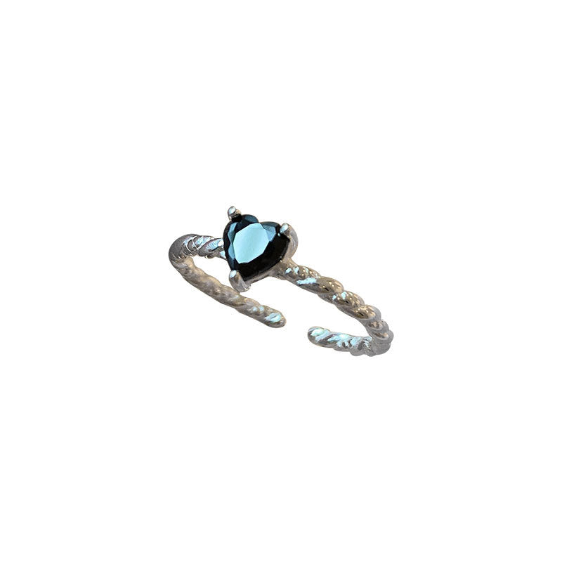 S925 Sterling Silver Svart Zirkonia Kärleksring med Twist