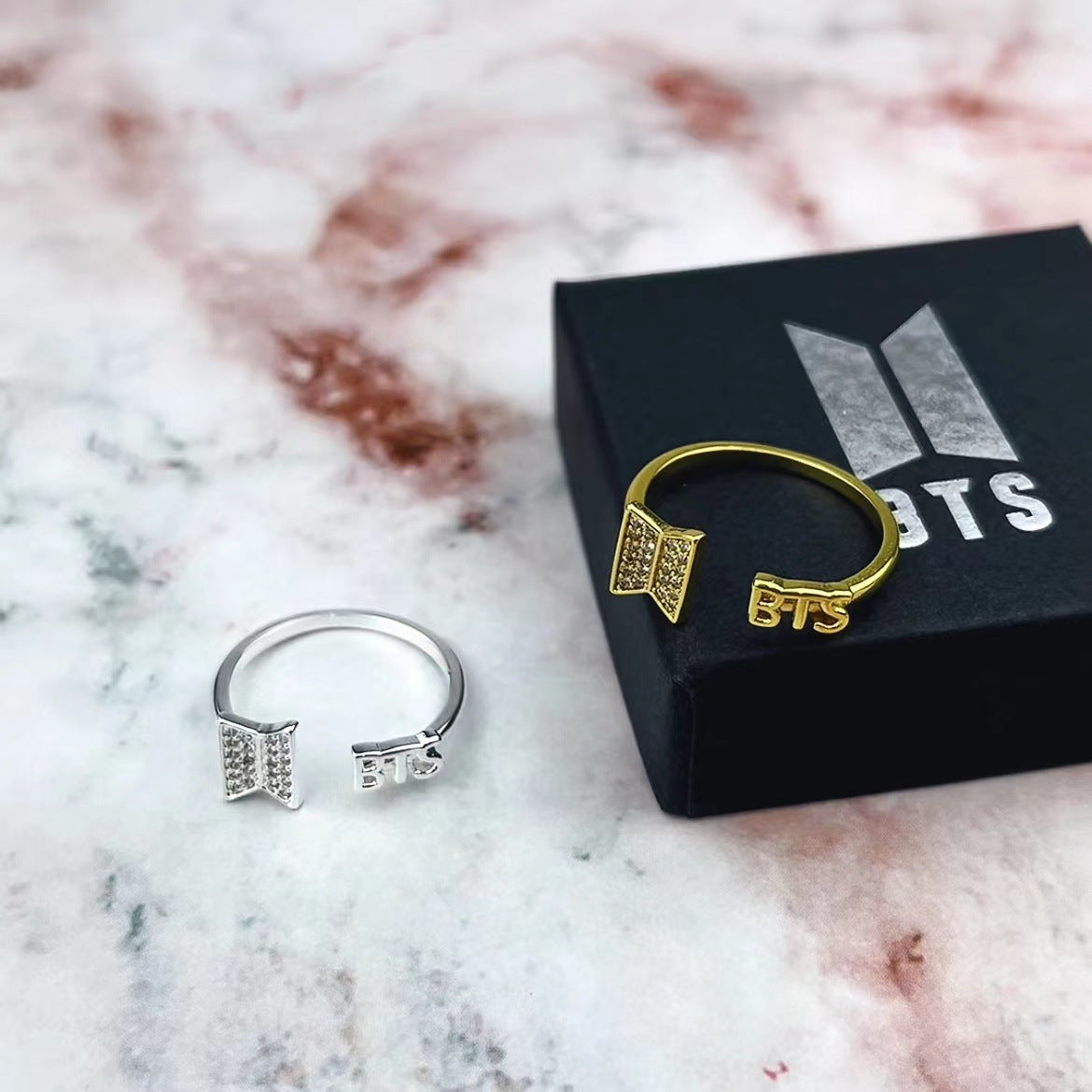 BTS Elegant Adjustable Diamond Ring in Gold/Silver